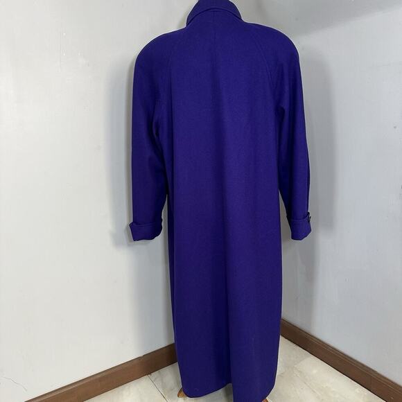 VTG Womens Purple Overcoat Wool Long Winter Trench Large Preppy Old Money ILGWU - Picture 7 of 14